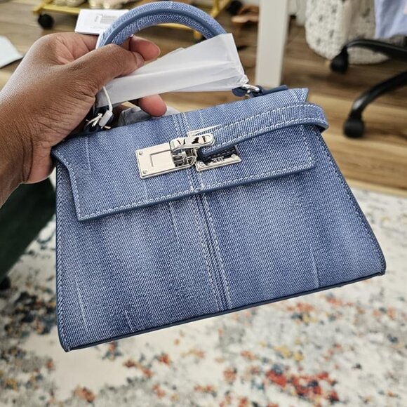 🆕Jw Pei Women Blue Vegan Leather Imported Elegant Sustainable Top Handle Bag - Picture 2 of 10